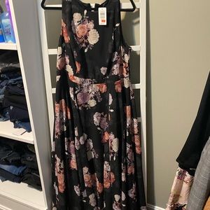 Torrid black long dress with flowers NWT
